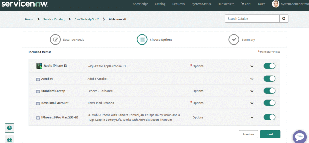 Welcome kit order guide catalogue item